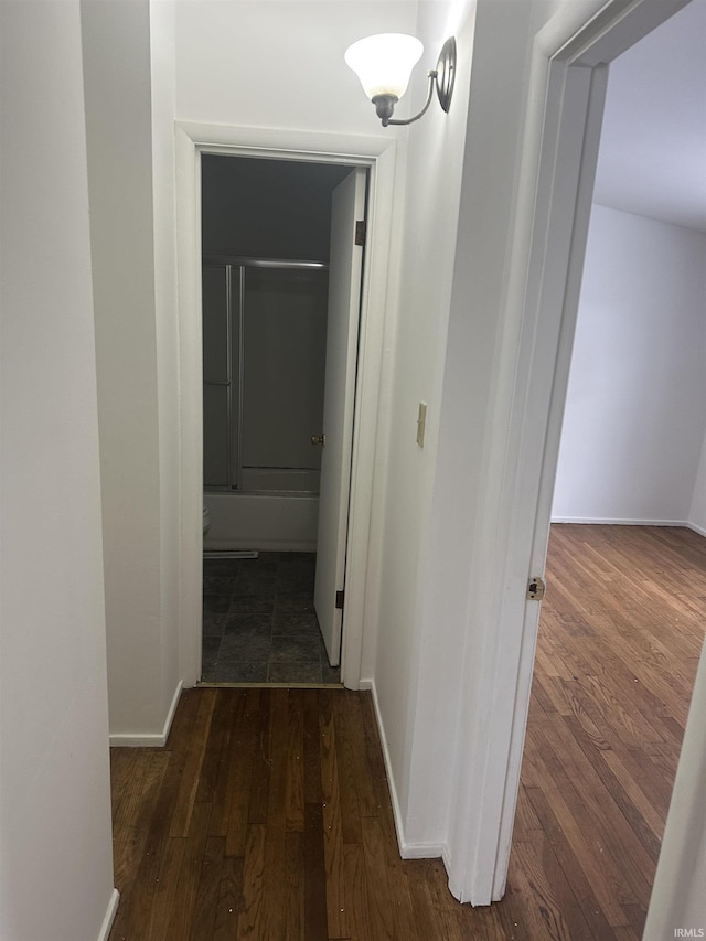 hall featuring dark hardwood / wood-style floors