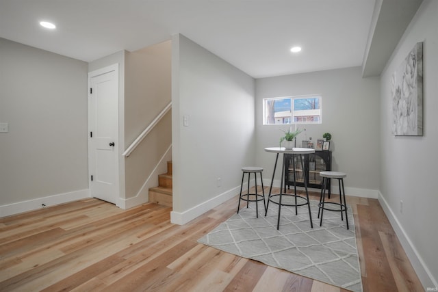 office area with hardwood / wood-style floors