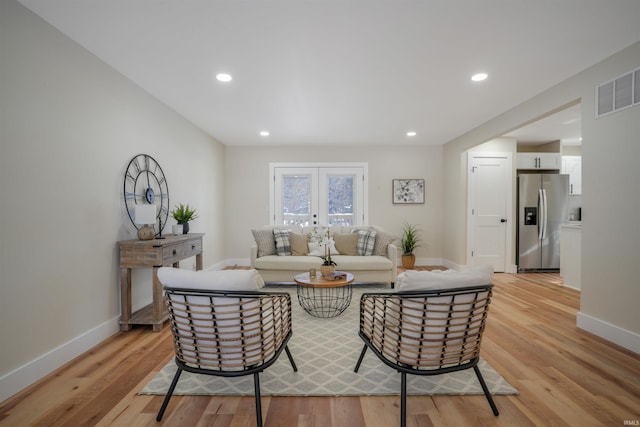 living room with light wood-type flooring