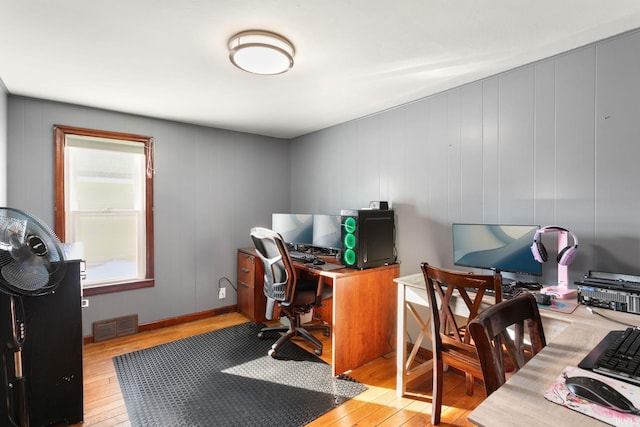 office space featuring light hardwood / wood-style floors