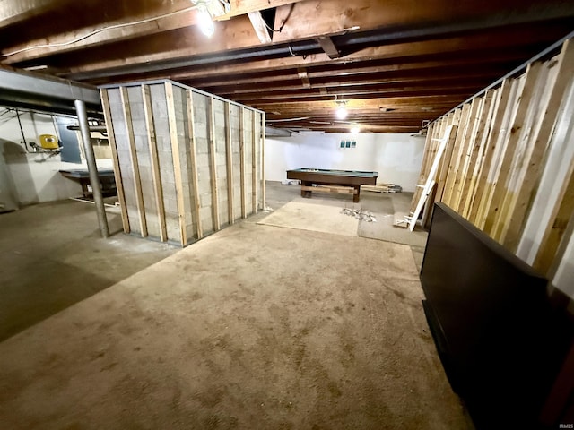 basement featuring pool table