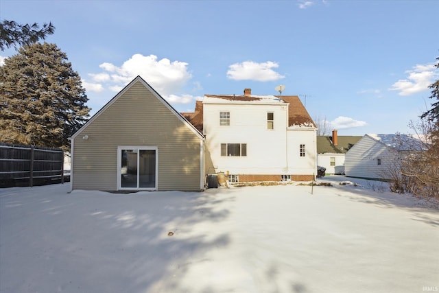 view of snow covered property