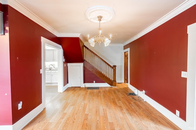 interior space with a chandelier and light wood-type flooring