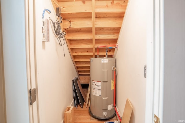 utility room featuring electric water heater