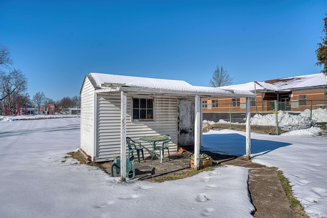 view of snow covered structure