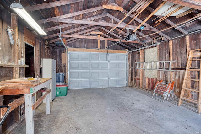 garage with a garage door opener