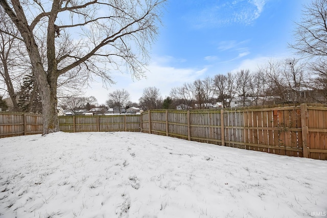 view of yard covered in snow