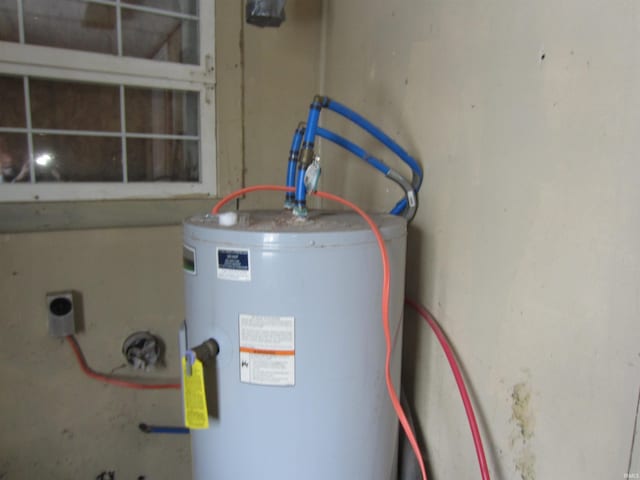 utility room featuring water heater