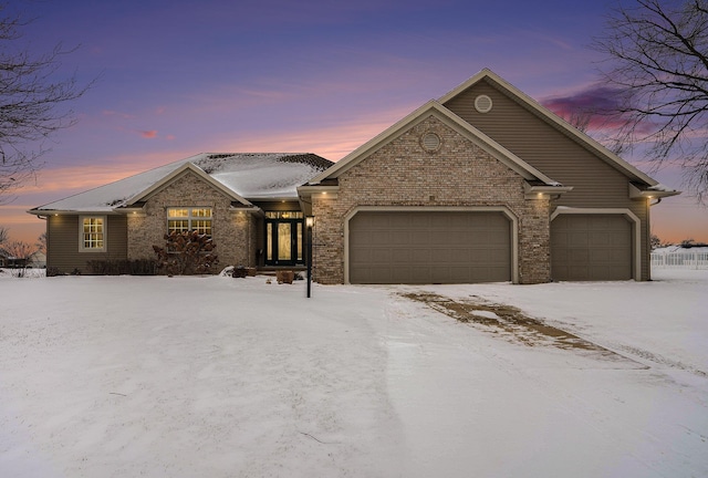 view of front of house with a garage