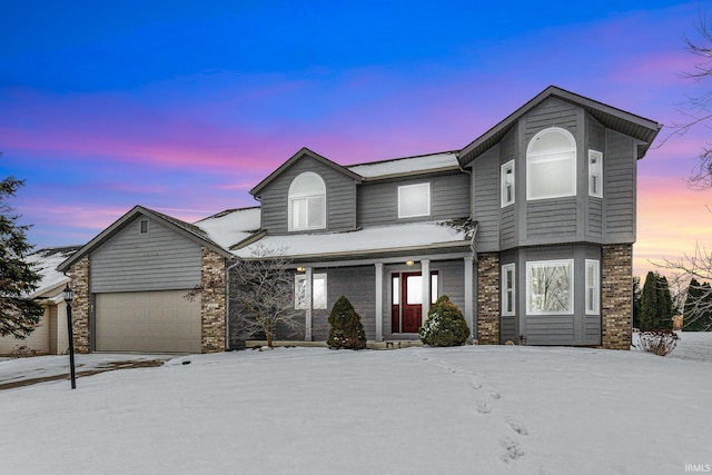 view of property featuring a garage