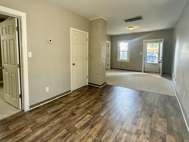 interior space with dark wood-type flooring