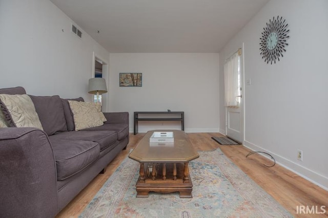 living room featuring light wood-type flooring