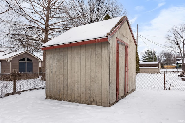 view of snow covered structure