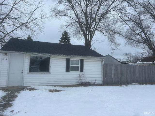 view of snow covered property