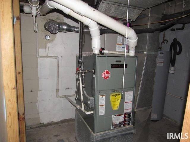 utility room with gas water heater