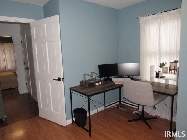 office space featuring wood-type flooring