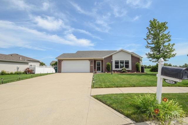 view of front of house featuring a garage and a front lawn