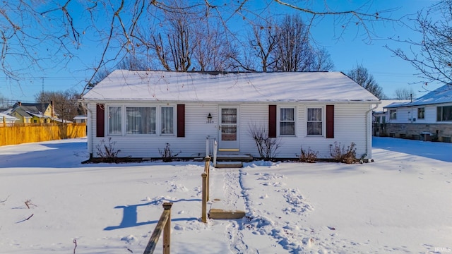 view of single story home