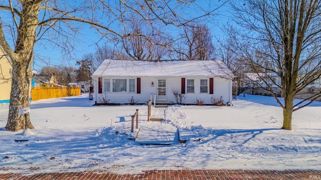 view of single story home