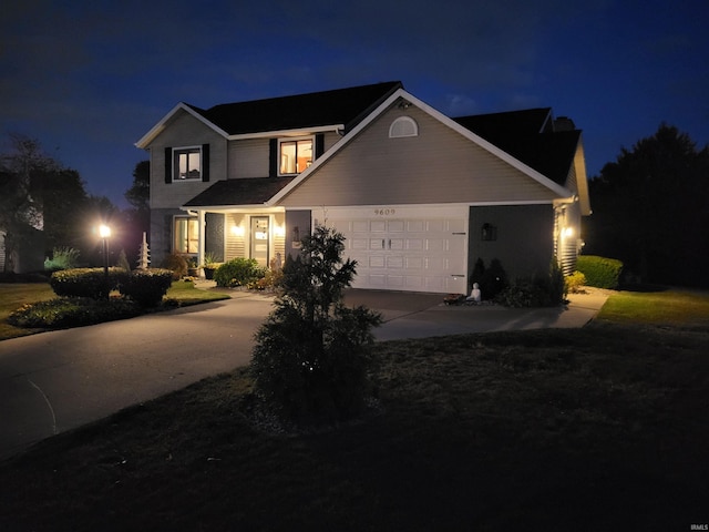 view of property with a garage