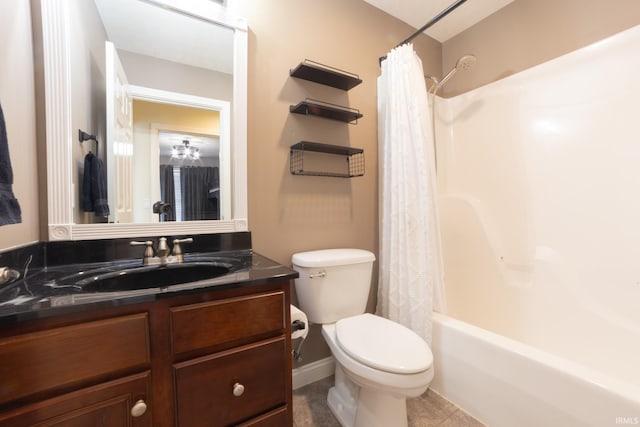 full bathroom featuring vanity, toilet, and shower / bath combo with shower curtain