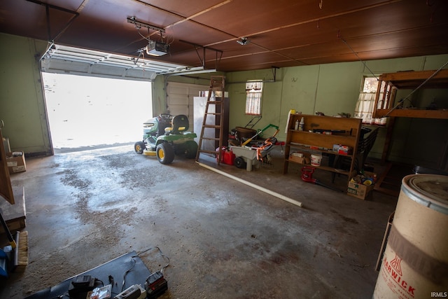 garage with a garage door opener