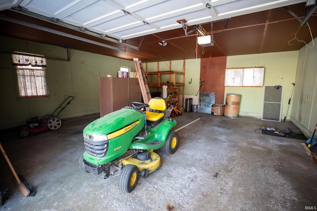 garage with a garage door opener