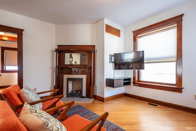 living room featuring light hardwood / wood-style flooring