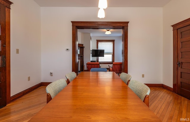 dining area with light hardwood / wood-style flooring