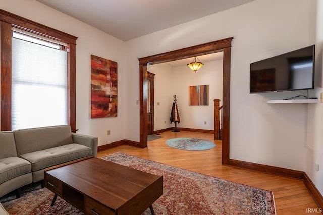 living room featuring light hardwood / wood-style flooring