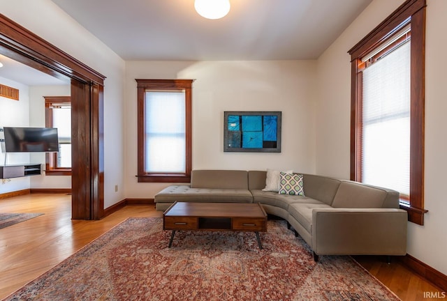 living room featuring light hardwood / wood-style flooring