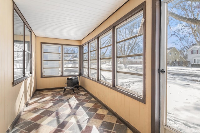 view of unfurnished sunroom