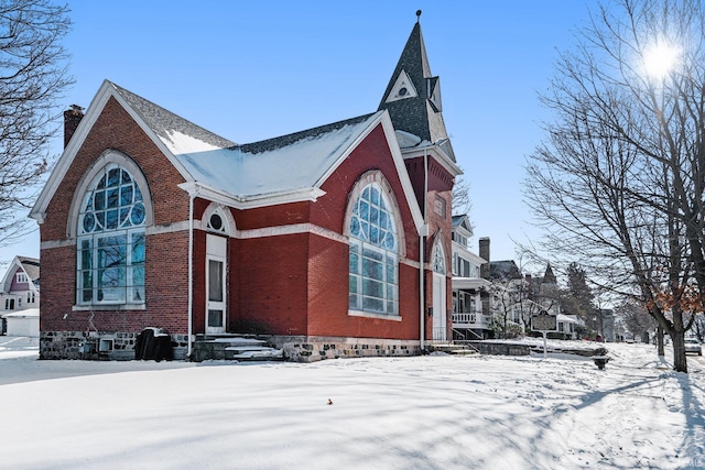 view of snow covered exterior