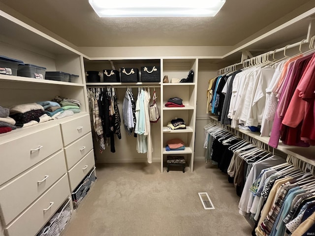 walk in closet with carpet flooring