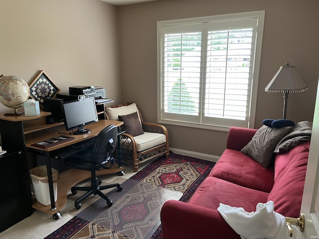 view of carpeted office space