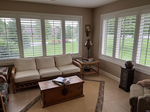 view of tiled living room