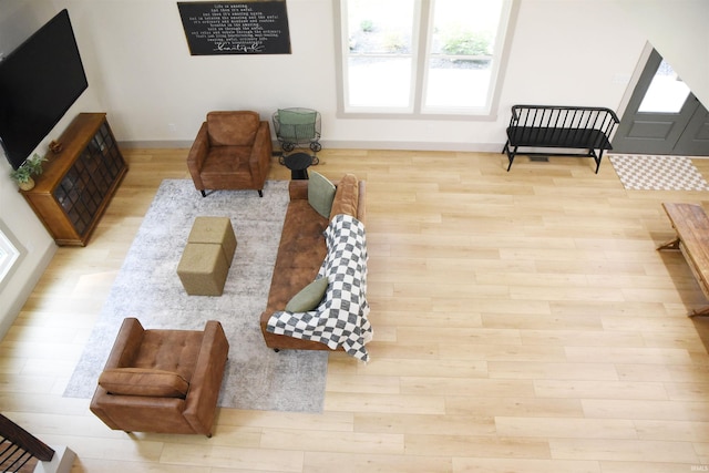 living room with light wood-type flooring