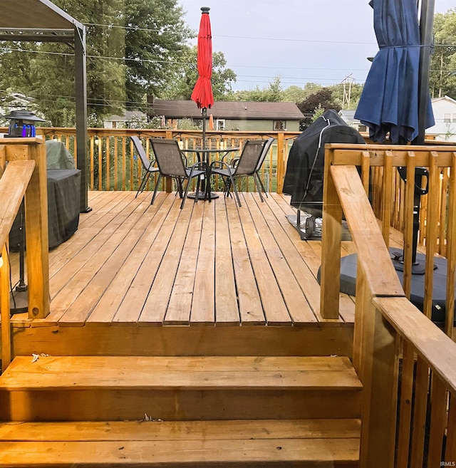 deck with a grill