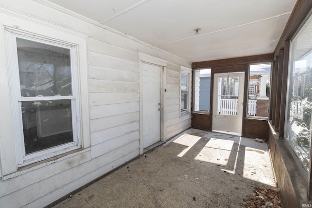 view of unfurnished sunroom