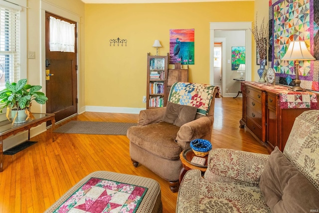 living room featuring light hardwood / wood-style floors