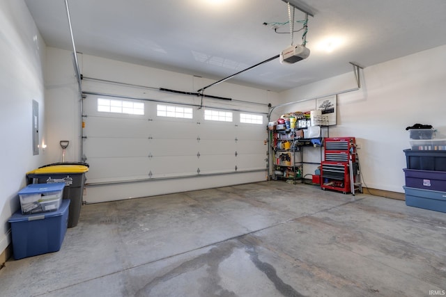 garage with a garage door opener