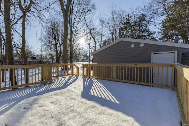 view of snow covered deck