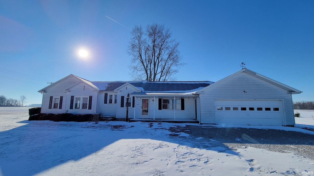 single story home with a garage