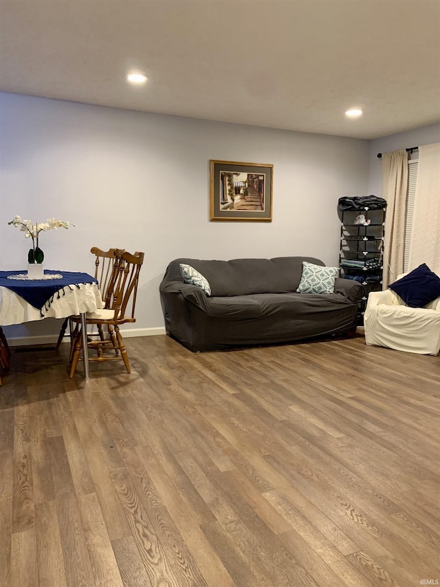 living room with hardwood / wood-style flooring