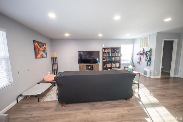 living room featuring light wood-type flooring