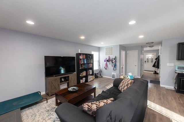 living room featuring hardwood / wood-style floors