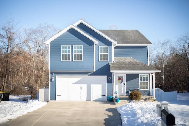 front facade with a garage