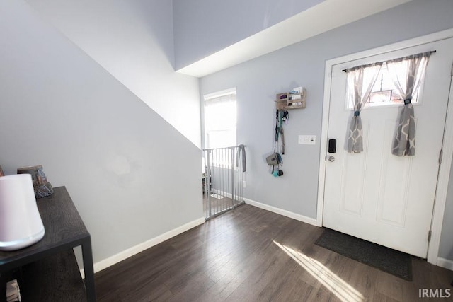 entrance foyer featuring dark wood-type flooring and a healthy amount of sunlight