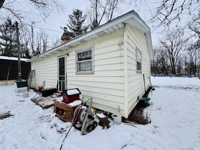 view of snow covered exterior