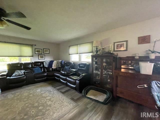 living room with hardwood / wood-style floors